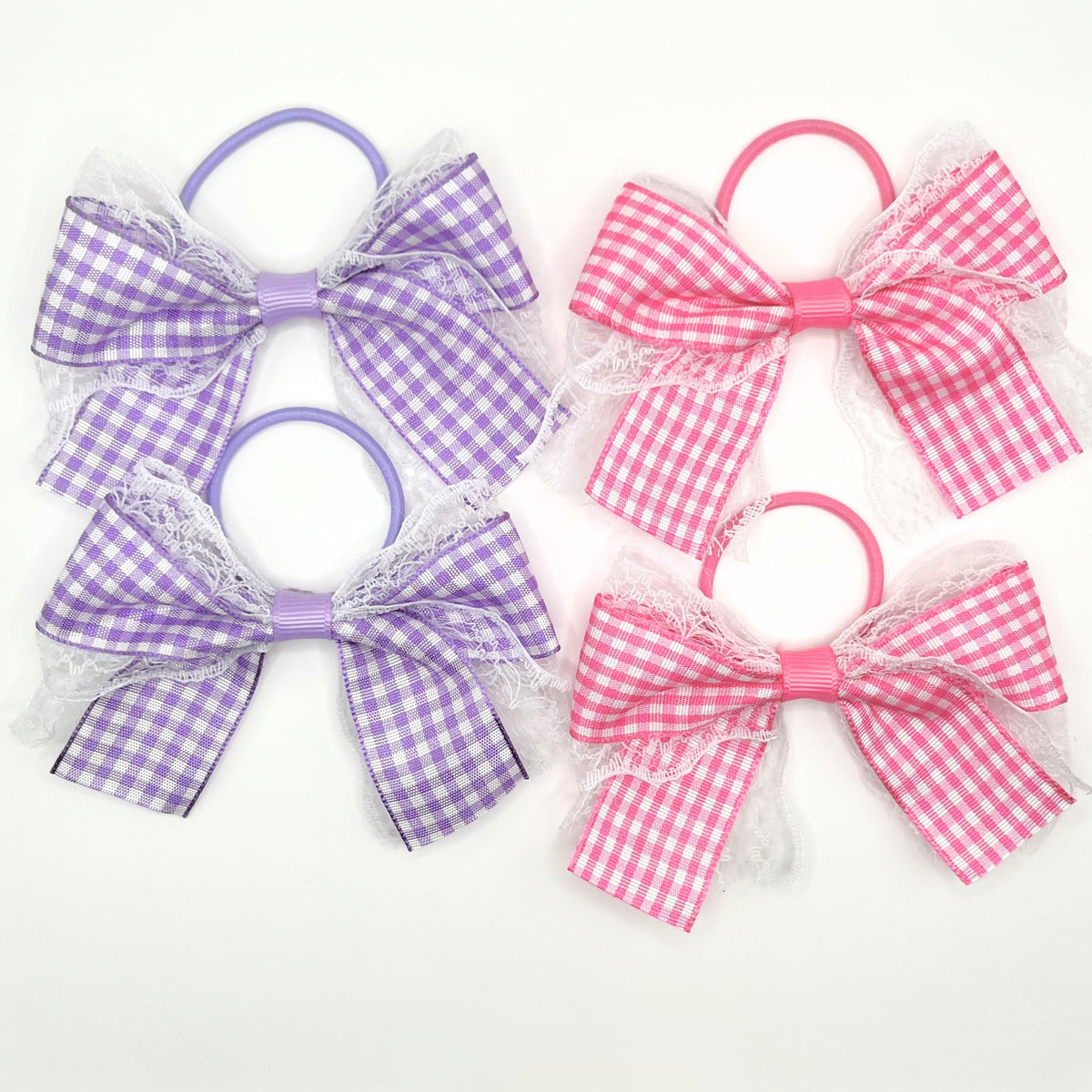 Gingham and Lace Hair Ties